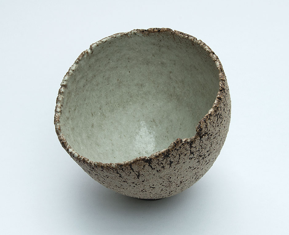 Bowl with oatmeal glazed interior